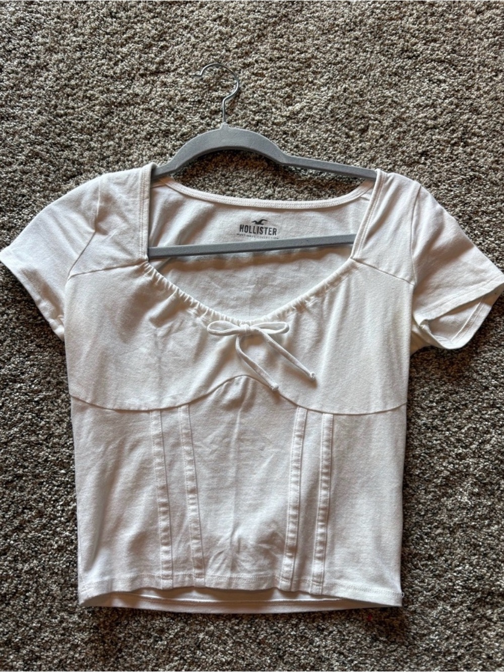 Hollister Women's White Short Sleeve Scoop Neck Top